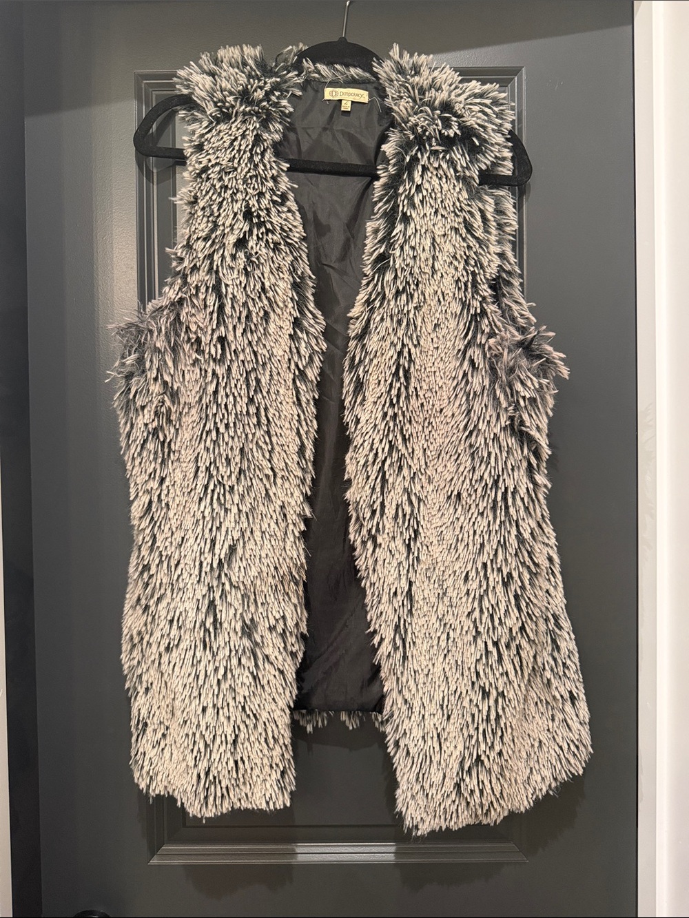 Democracy Faux Fur Shag Vest - Gray